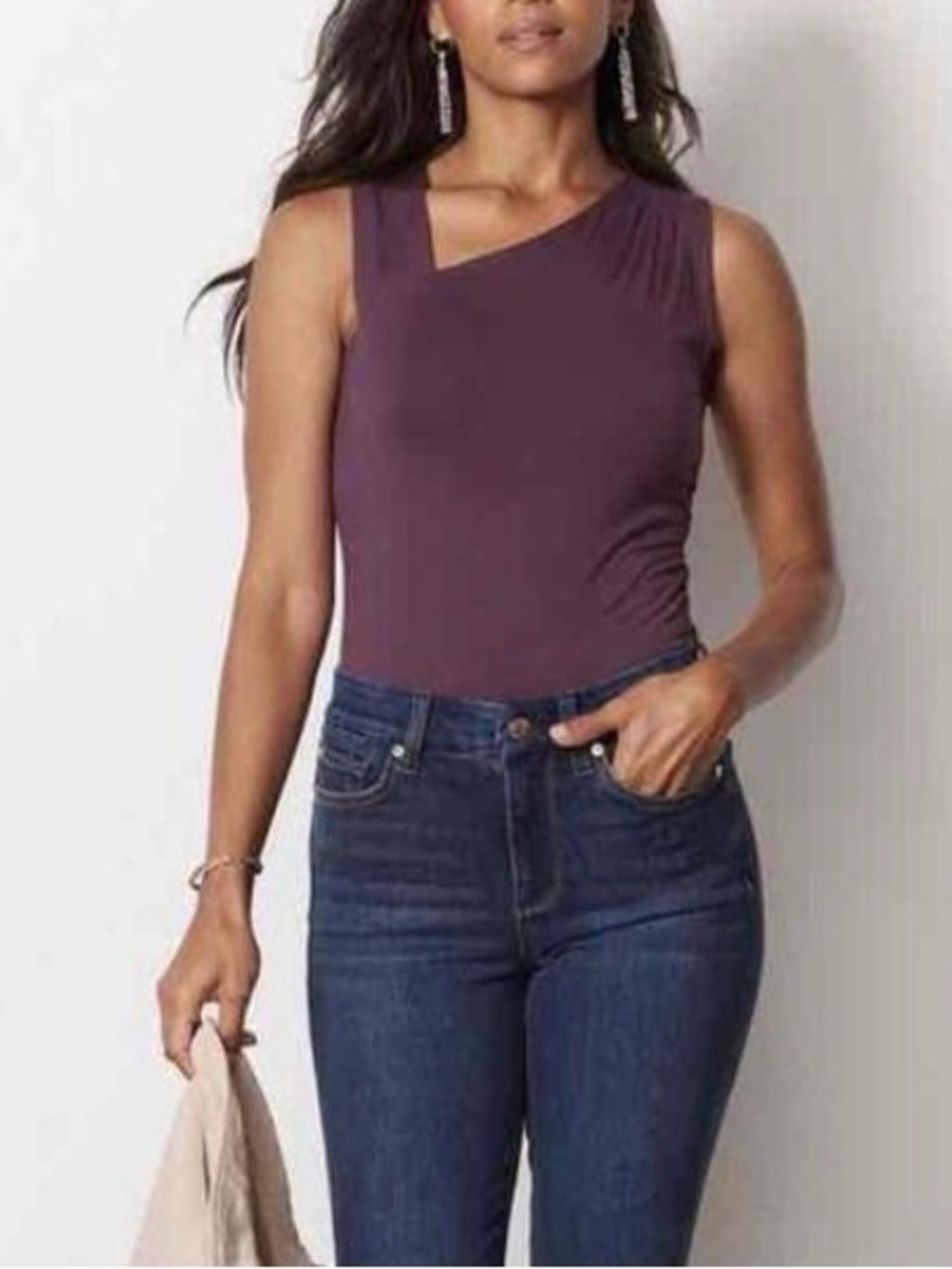Evereve Plum Asymmetric Neck Sleeveless Tank - Picture 3 of 10